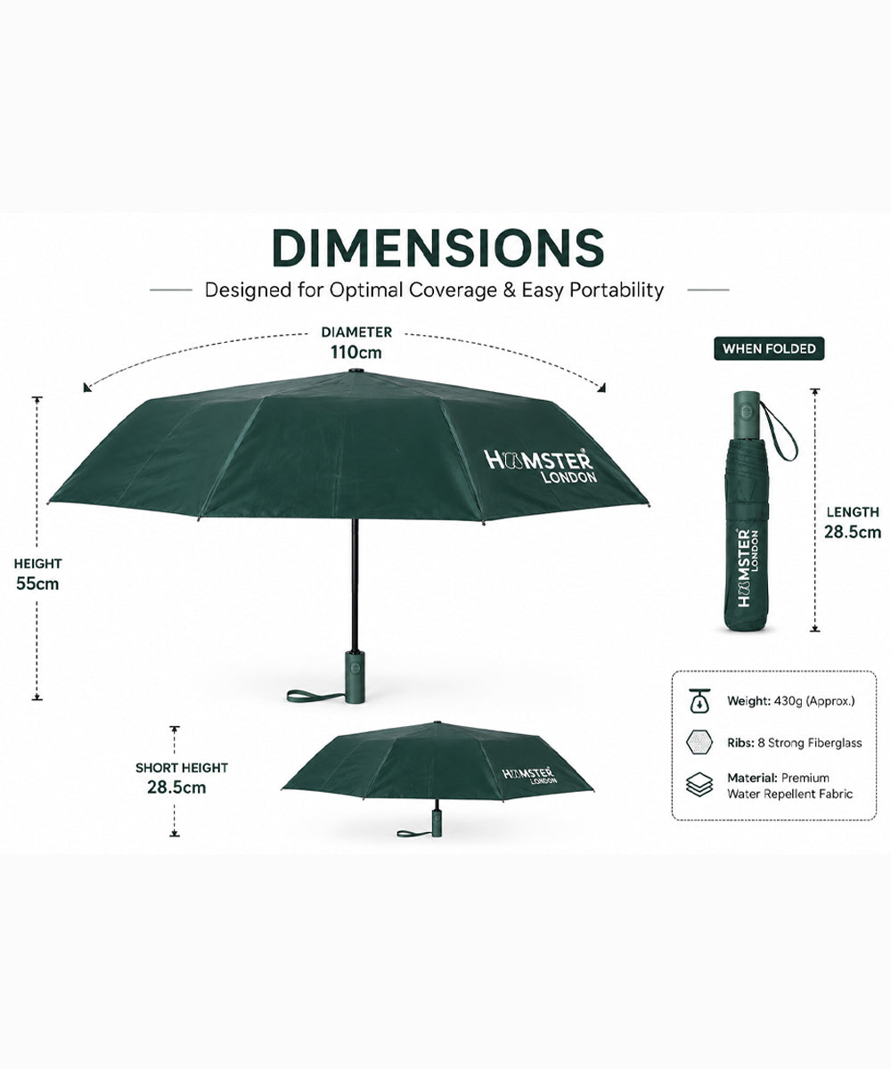 Hamster London Colored Handle Auto Umbrella Green