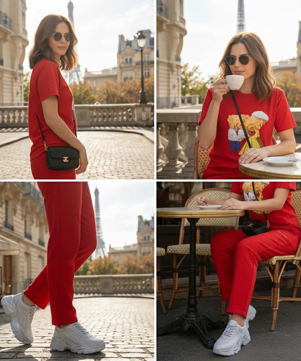 Hamster London Ted H Holiday T Shirt & Lower Cord Set Red