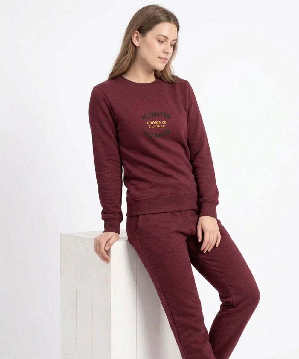 Hamster London Crowned Cozy Throne Sweatshirt & Lowers Set Maroon