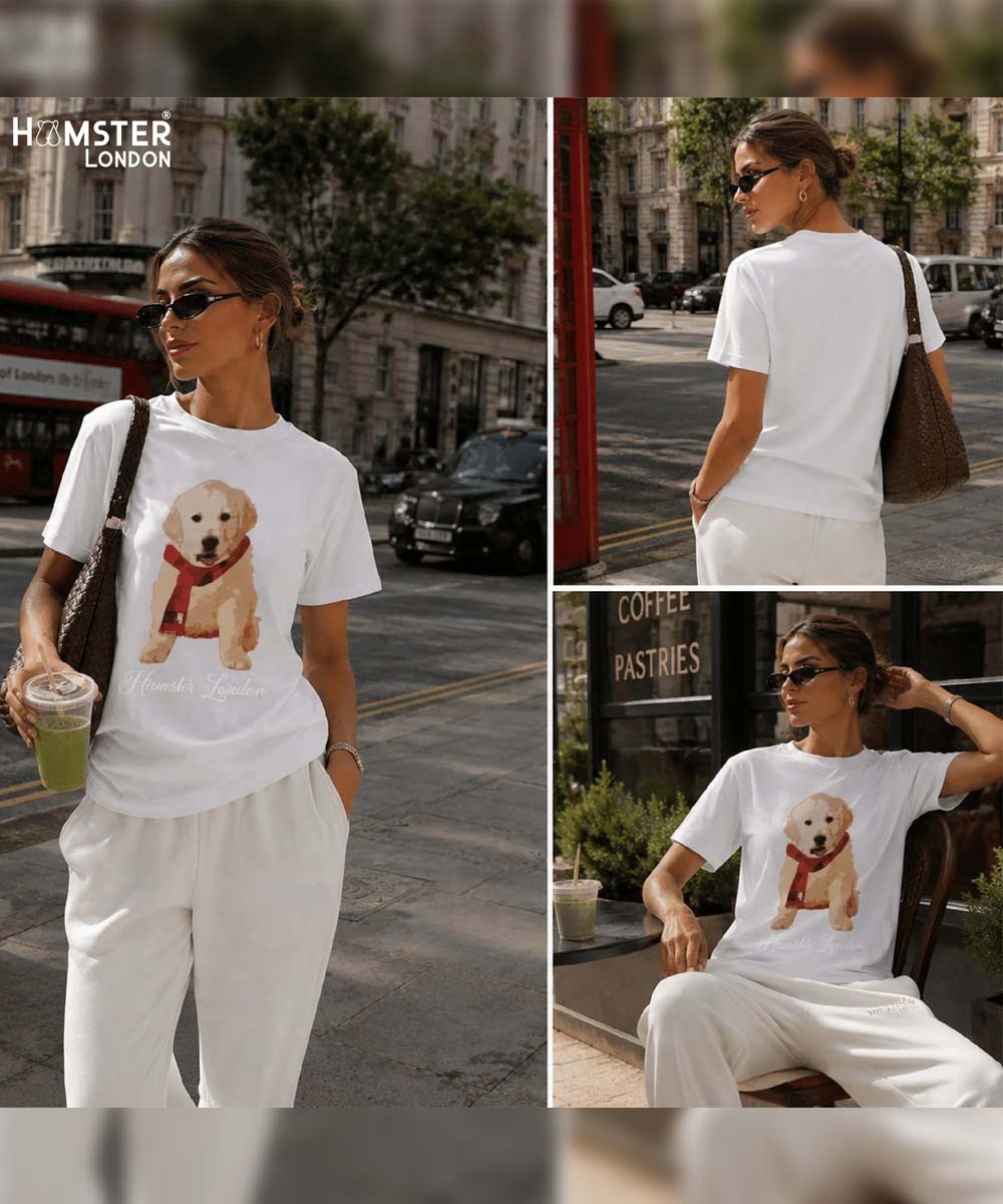 Hamster London Pup H Labrador T-shirt White & Lower Set