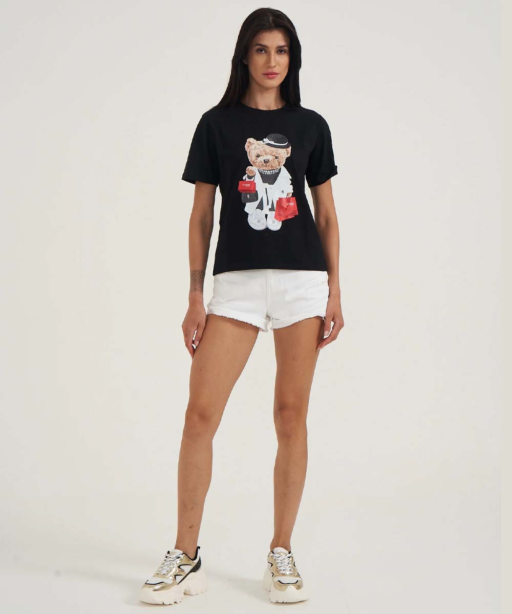 Hamster London Ted H Shopaholic T-Shirt Black