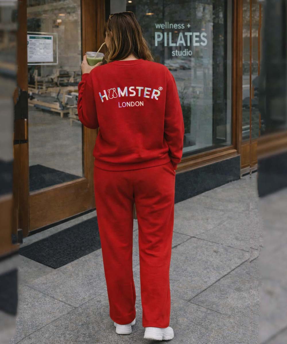Hamster London Ted H Holiday Red Sweatshirt & Lower Cord Set