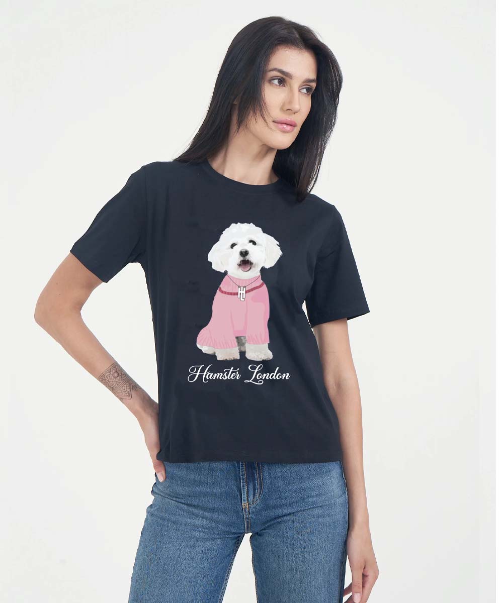 Hamster London Pup H Poodle T-shirt Black