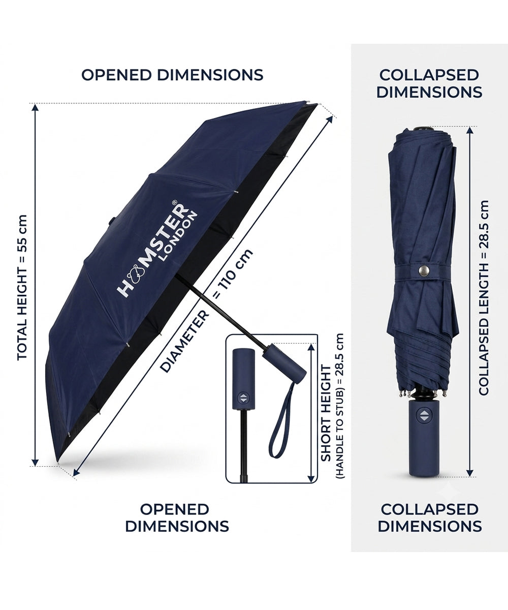 Hamster London Colored Handle Auto Umbrella Blue