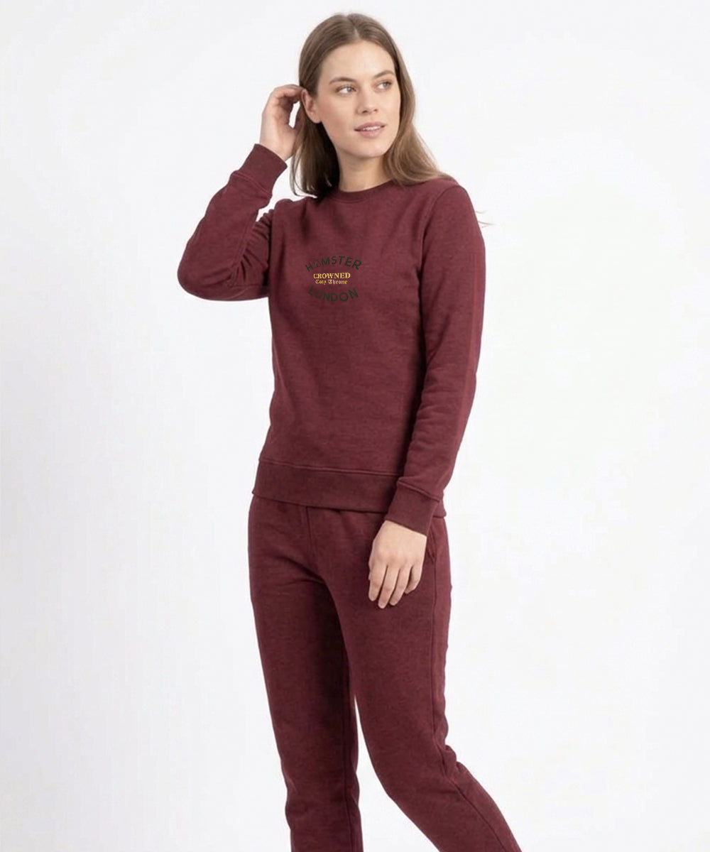 Hamster London Crowned Cozy Throne Sweatshirt & Lowers Set Maroon