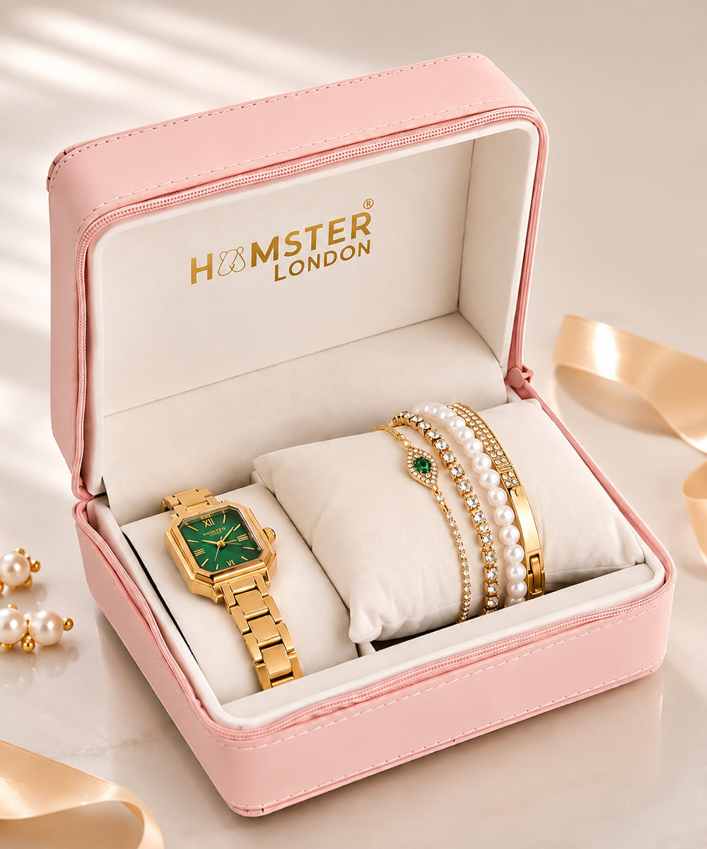 Hamster London Morning Star Women Green Gold Watch