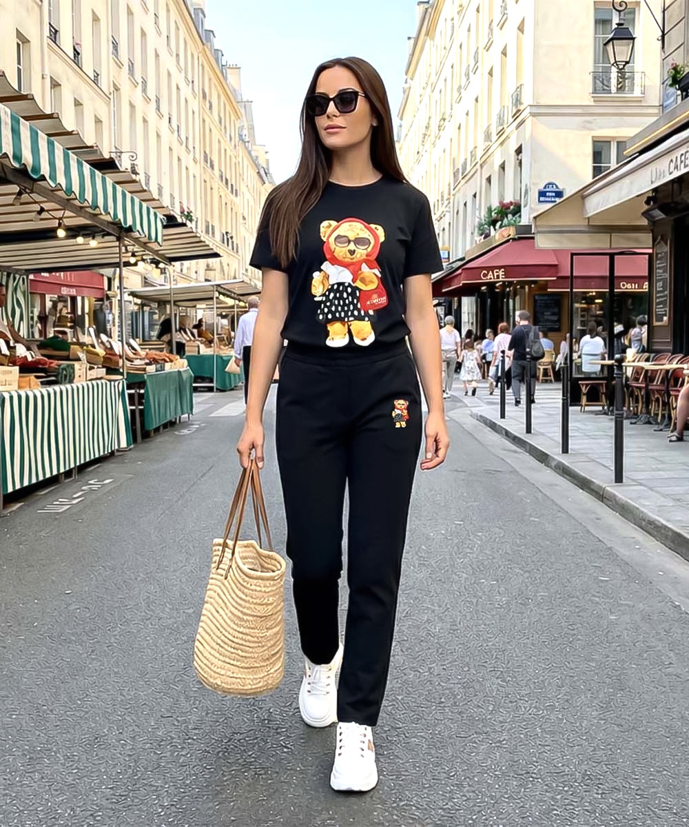 Hamster London Ted H Holiday T Shirt & Lower Cord Set Black