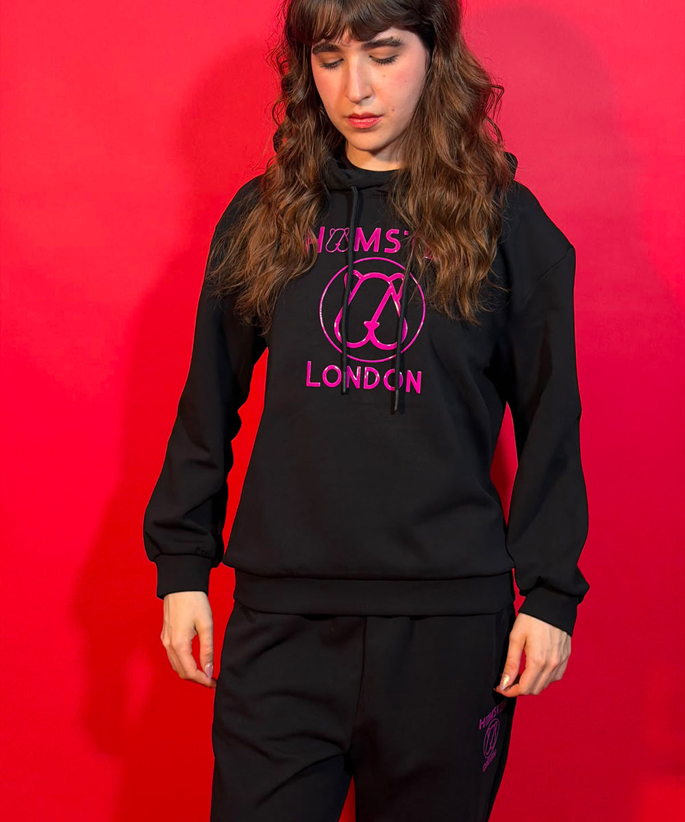 Hamster London Teddy Neon Hoodie Coord Set Black