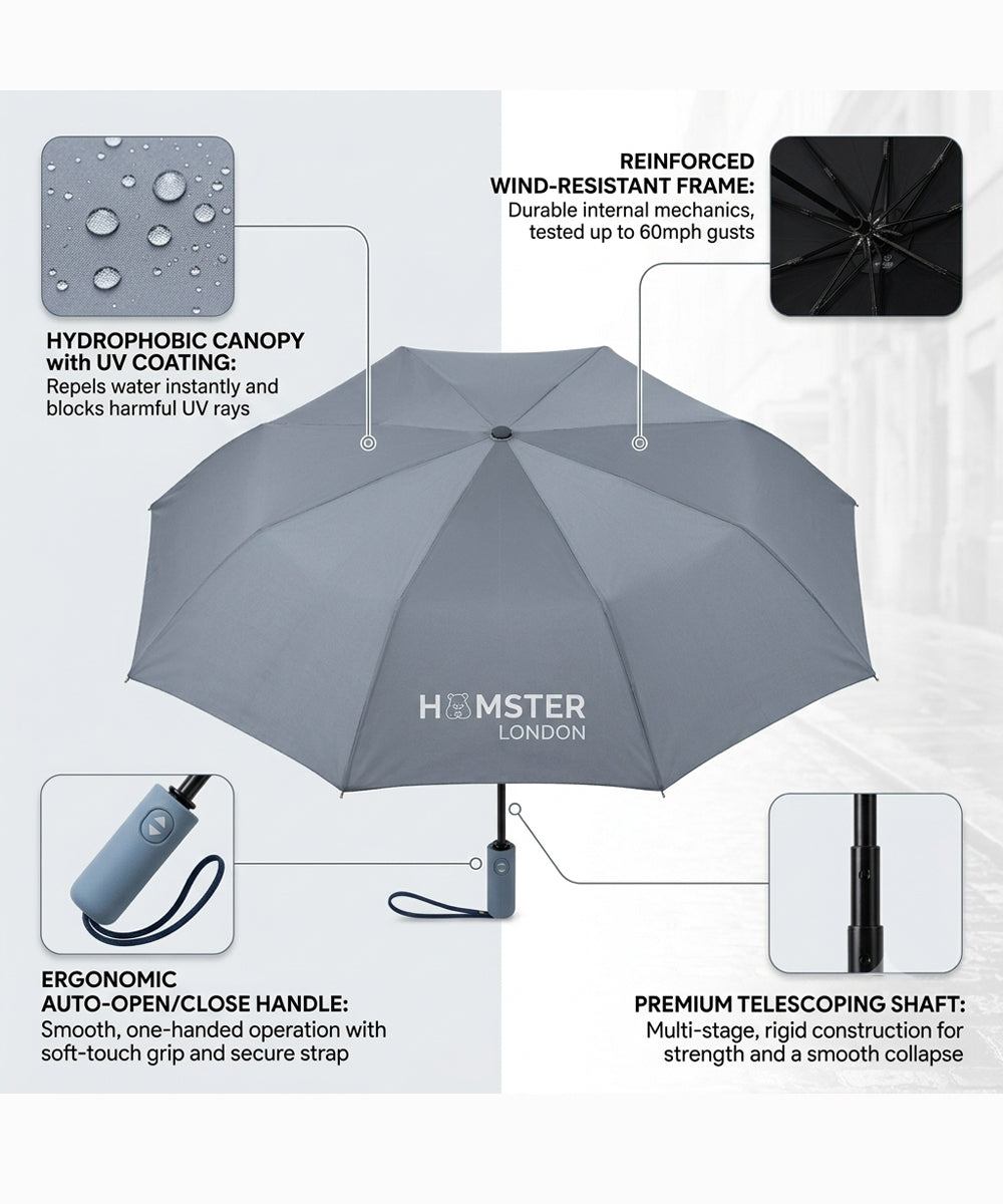 Hamster London Colored Handle Auto Umbrella Light Blue