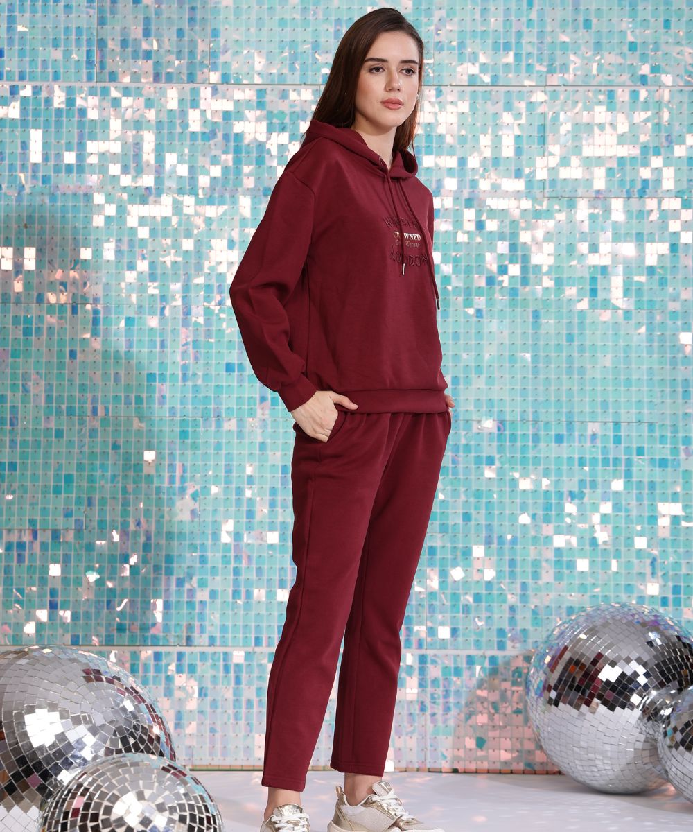 Hamster London Crowned Cozy Throne Hoodie & Lowers Set Maroon