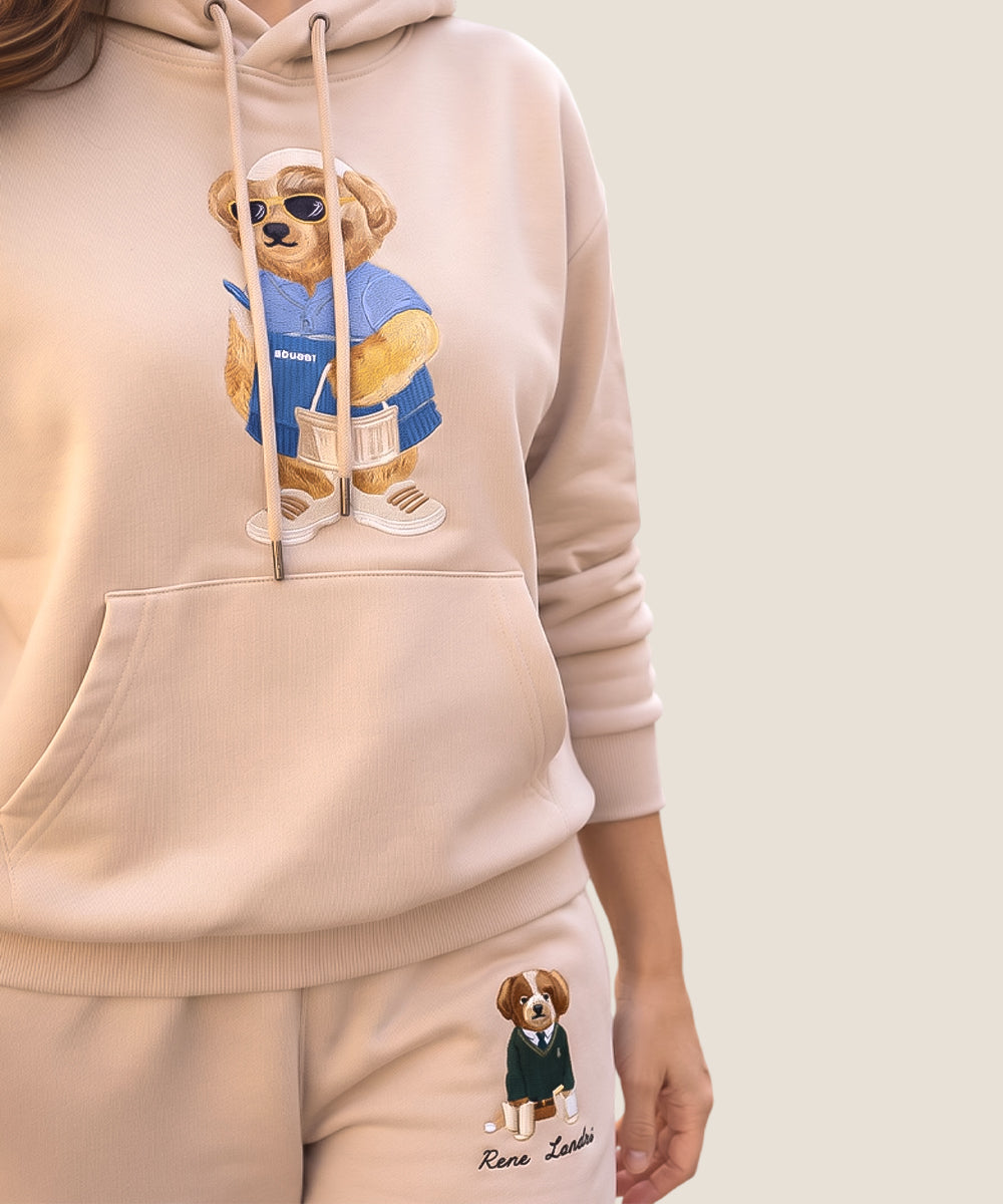 Hamster London Ted H Holiday Beige Hoodie & Lower Cord Set
