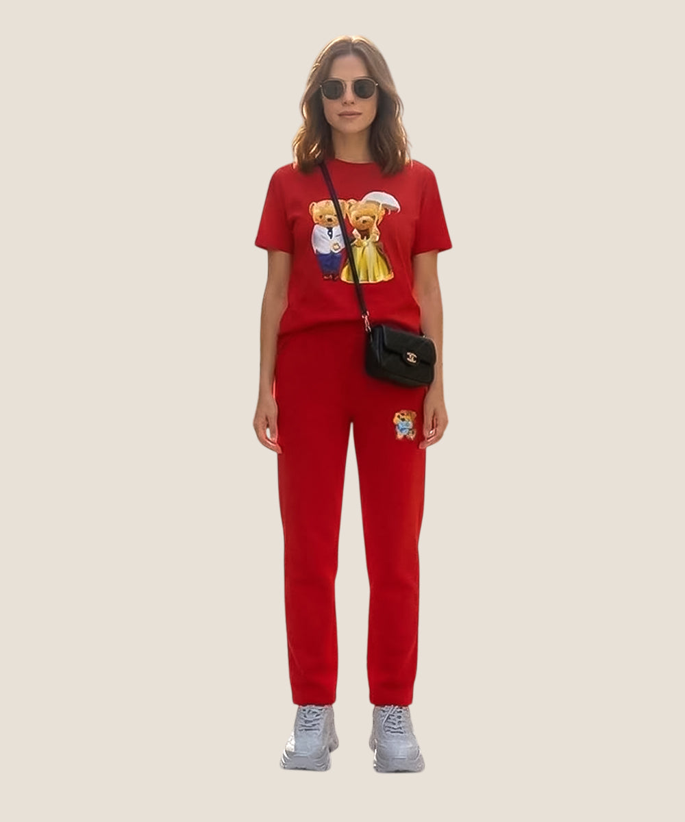 Hamster London Ted H Holiday T Shirt & Lower Cord Set Red