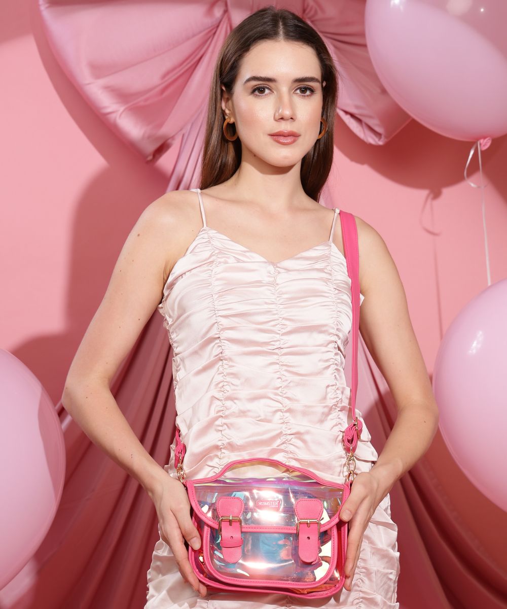 Hamster London Shiny Classic Sling Bag Pink