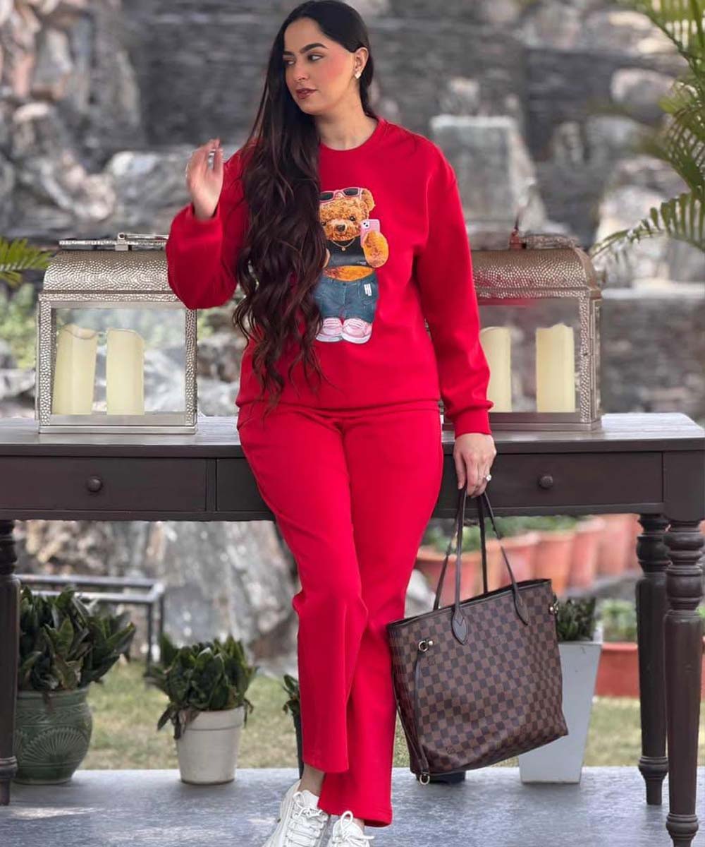 Hamster London Ted H Holiday Red Sweatshirt & Lower Cord Set