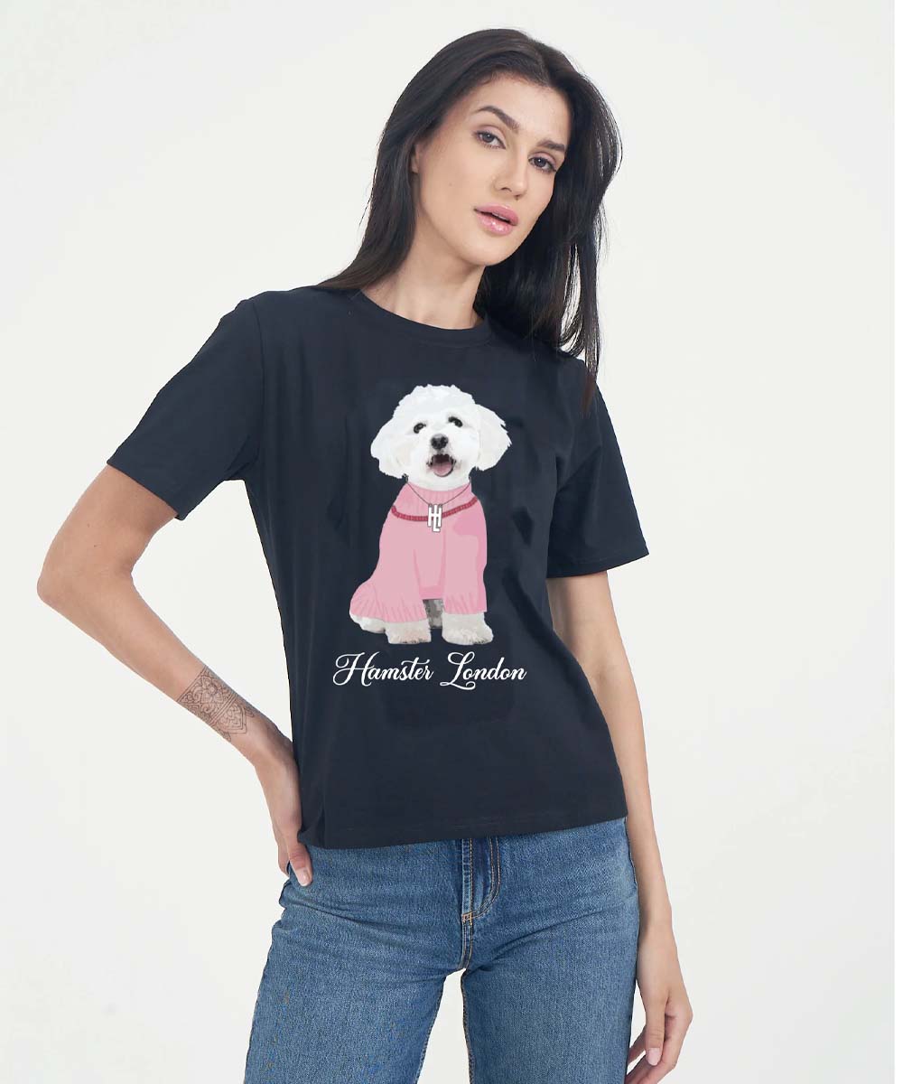 Hamster London Pup H Poodle T-shirt Black