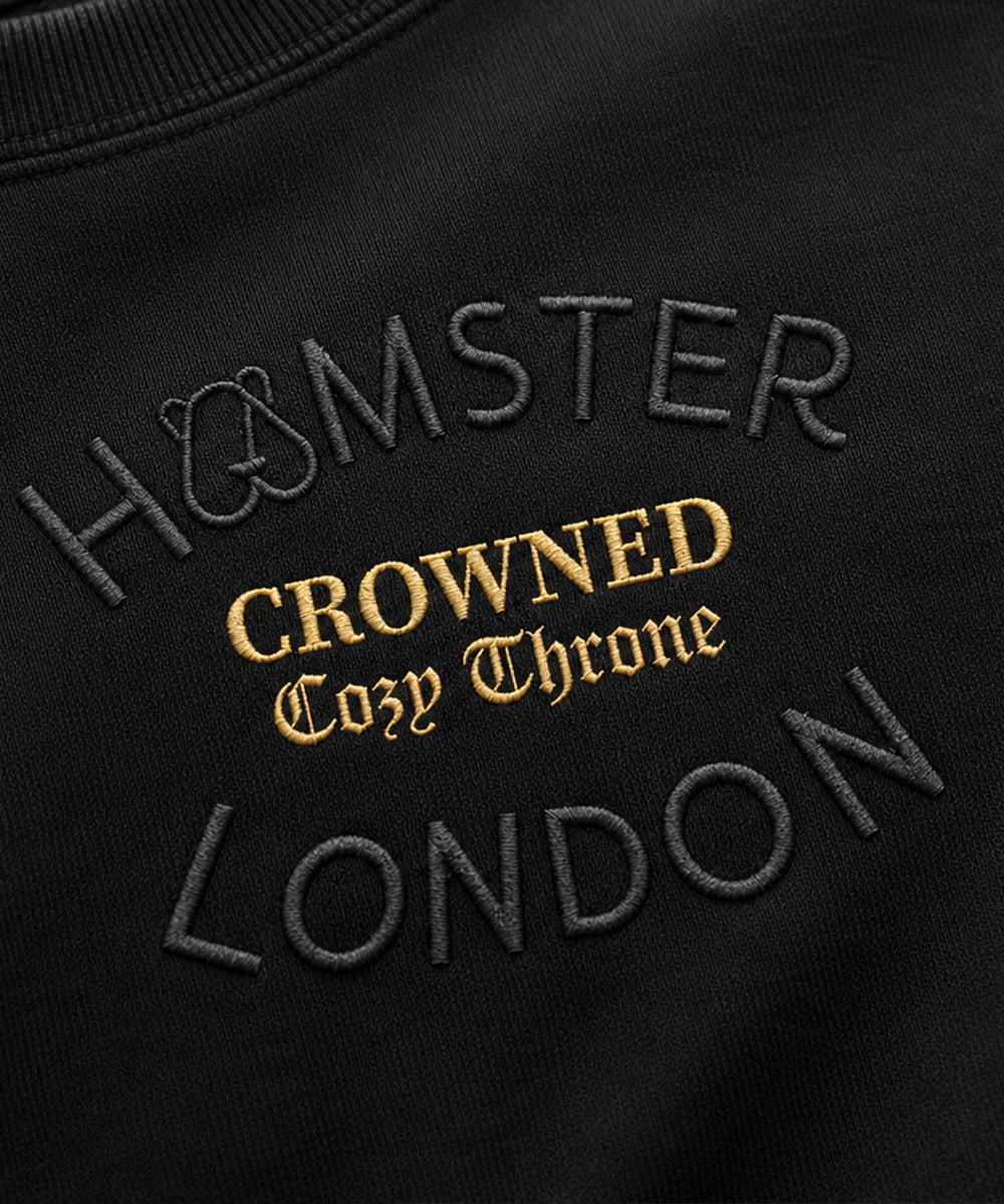 Hamster London Crowned Cozy Throne Sweatshirt & Lowers Set Black