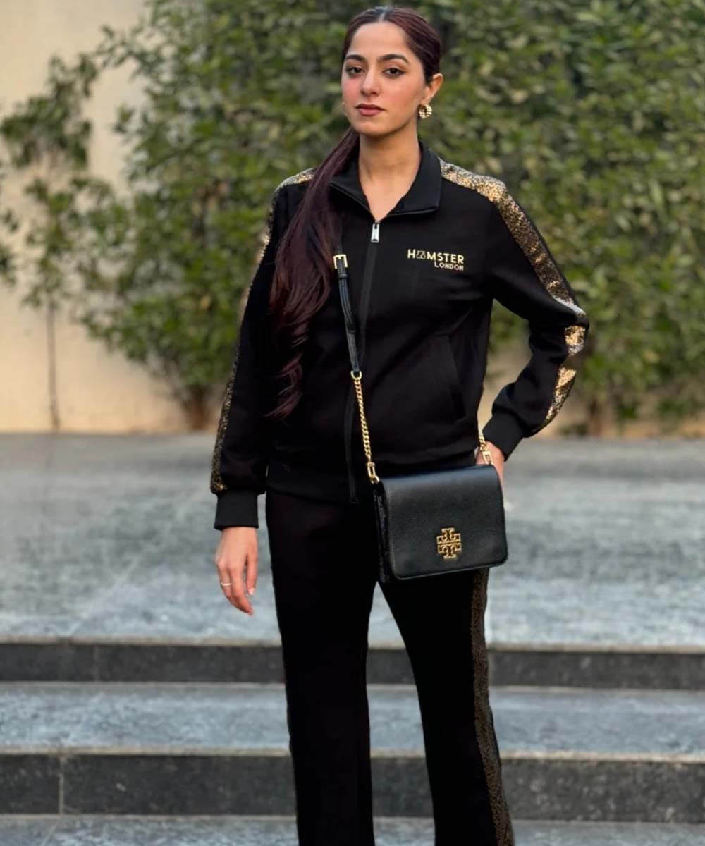 Hamster London Bling Zipper Jacket & Lowers Set Black