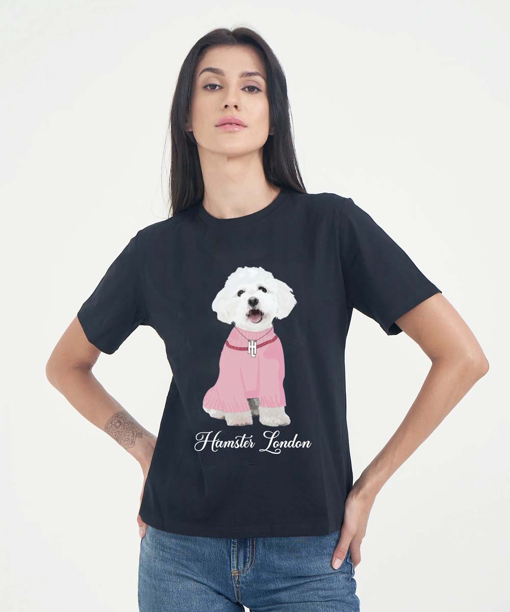 Hamster London Pup H Poodle T-shirt Black