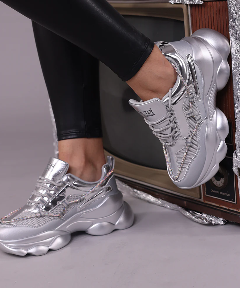Hamster London Marcella Party Silver Sneakers
