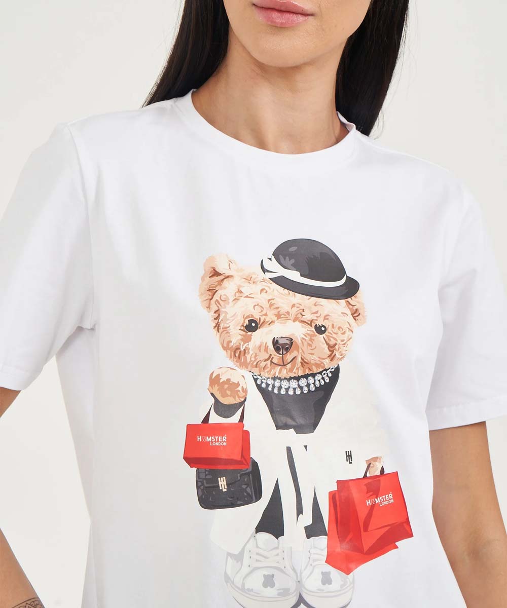 Hamster London Ted H Shopaholic T-Shirt White