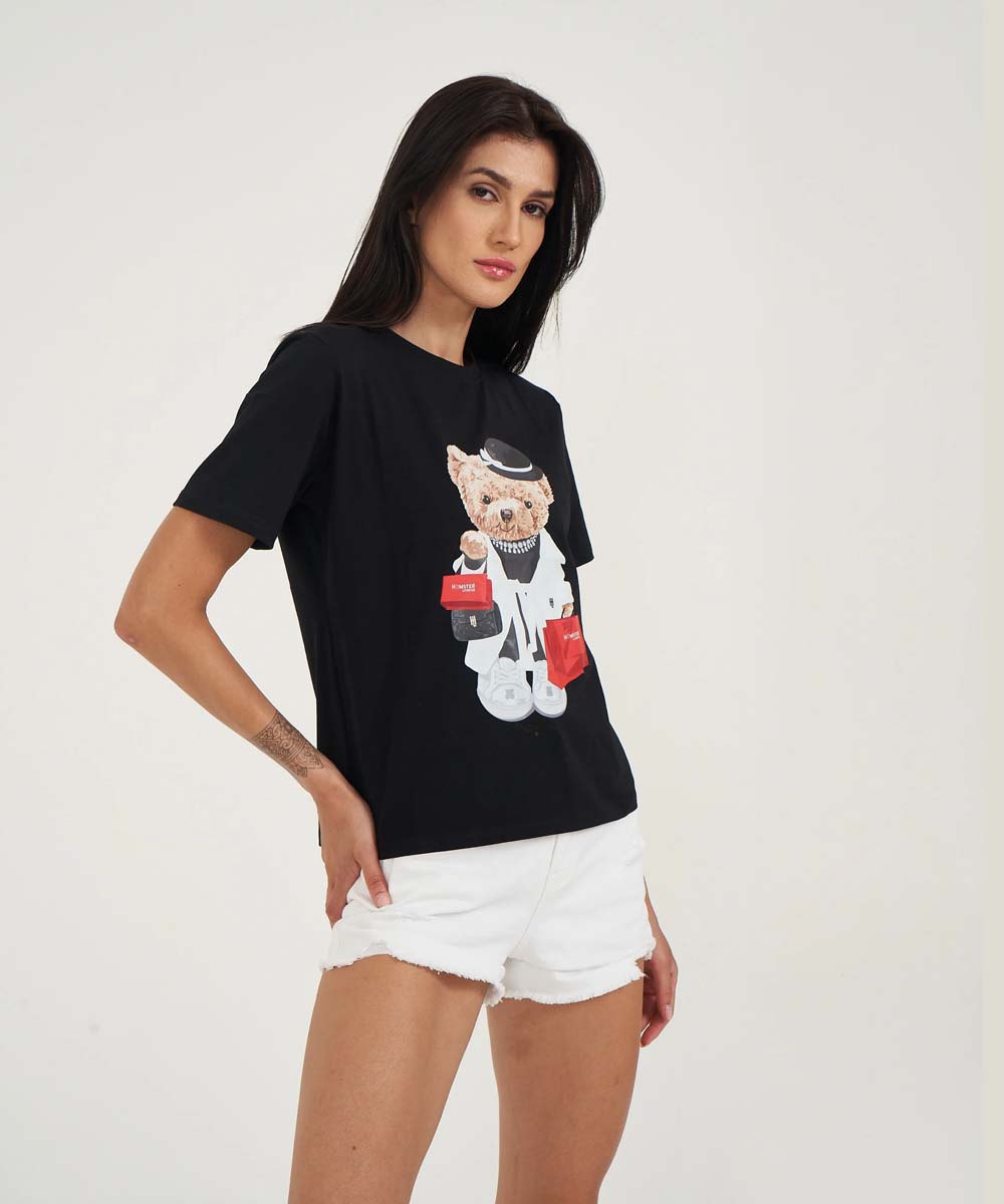 Hamster London Ted H Shopaholic T-Shirt Black