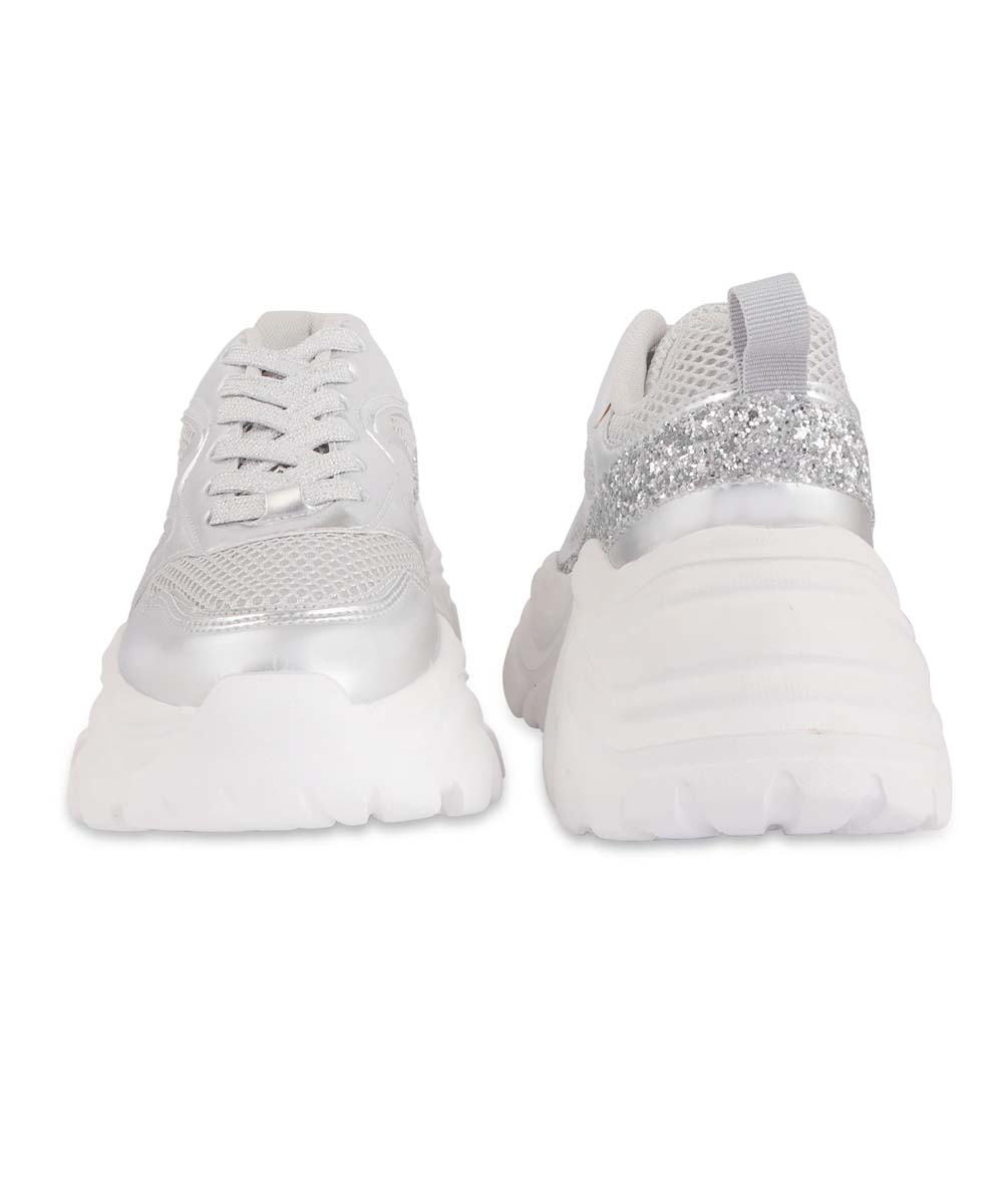 Hamster London Marcella Glitz Party Silver Sneakers