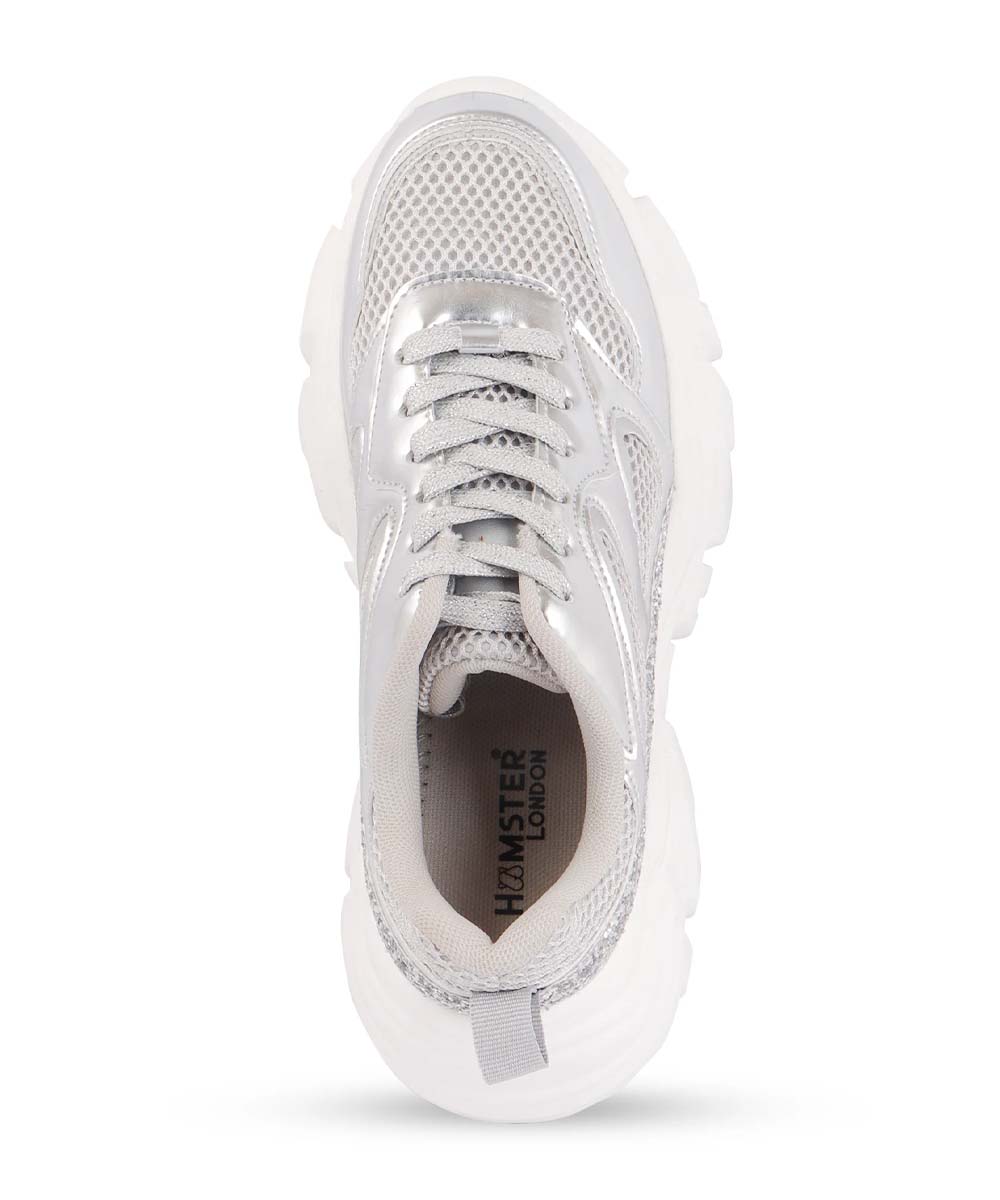 Hamster London Marcella Glitz Party Silver Sneakers