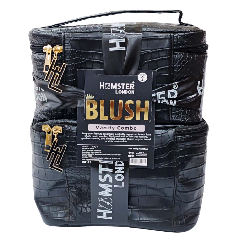 Hamster London Blush Pouch Vanity Combo Set of 2 Black