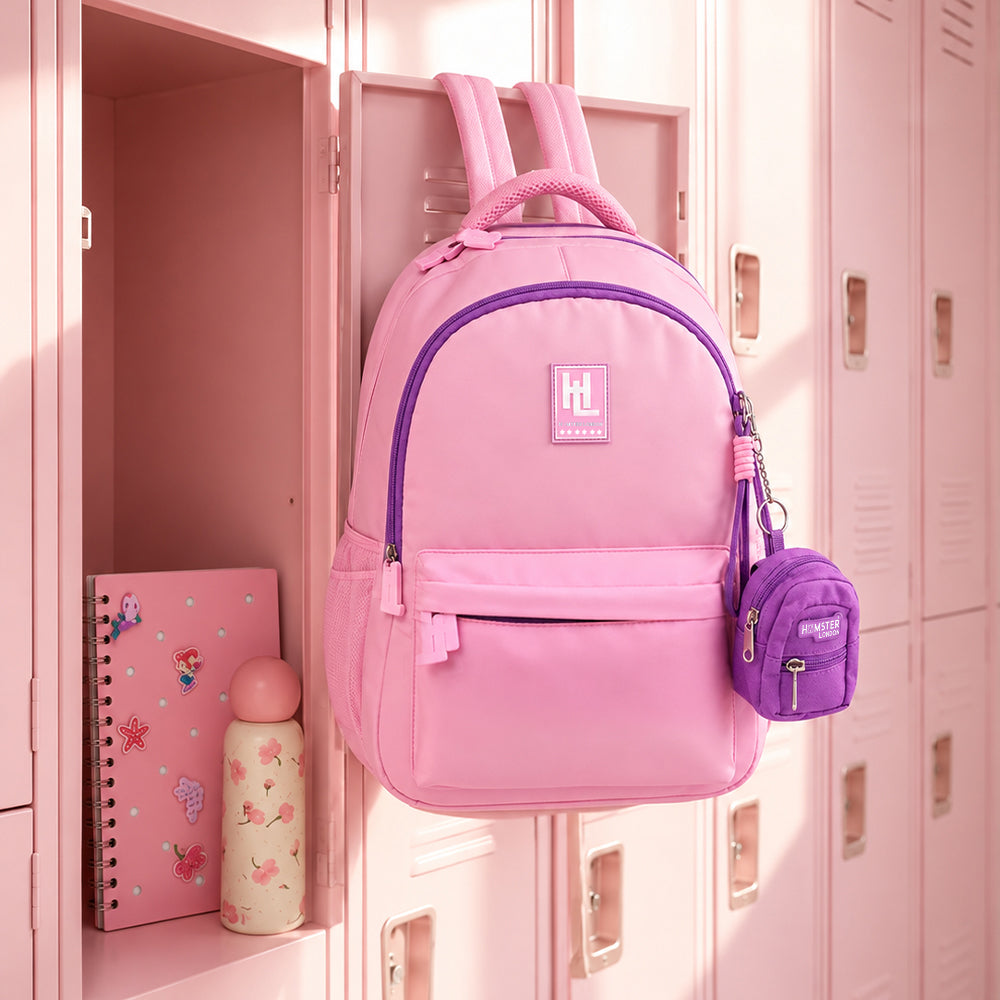 Hamster London Essential Backpack With Bag Charm Pink 16inch