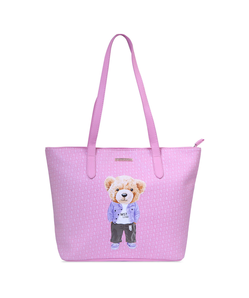Hamster London Ted H Limited Edition Top Zip Tote Bag Light Pink