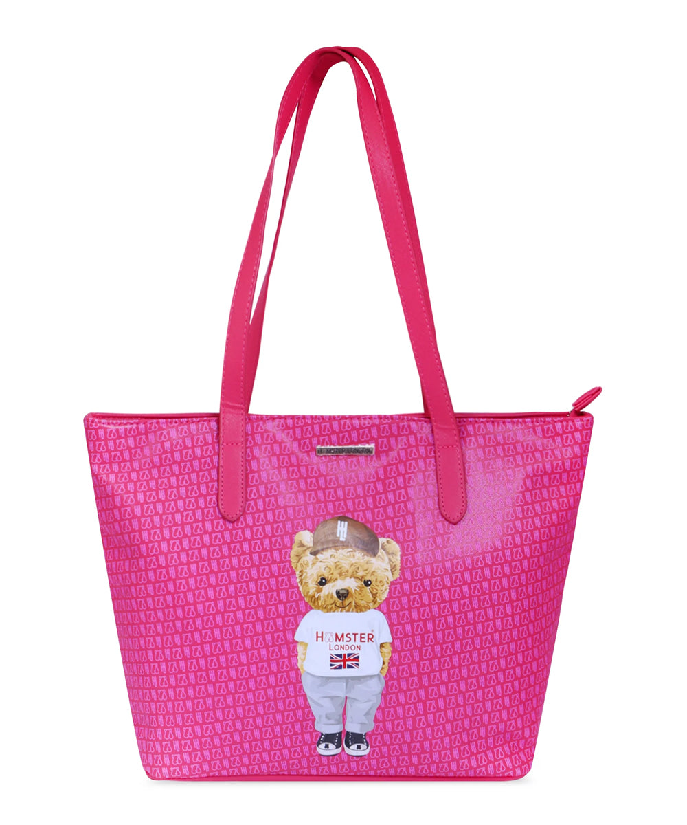 Hamster London Ted H Limited Edition Top Zip Tote Bag Hot Pink