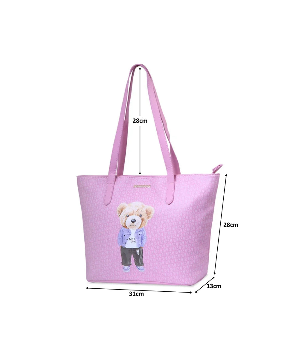Hamster London Ted H Limited Edition Top Zip Tote Bag Light Pink
