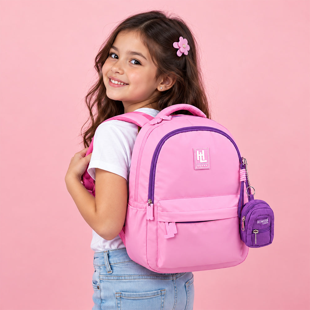 Hamster London Essential Backpack With Bag Charm Pink 16inch