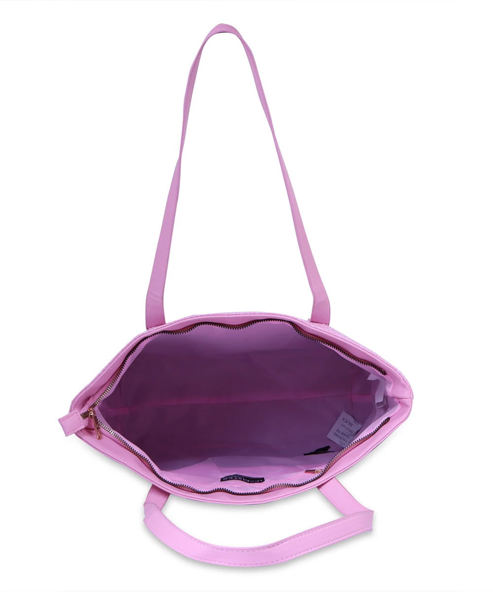 Hamster London Ted H Limited Edition Top Zip Tote Bag Light Pink