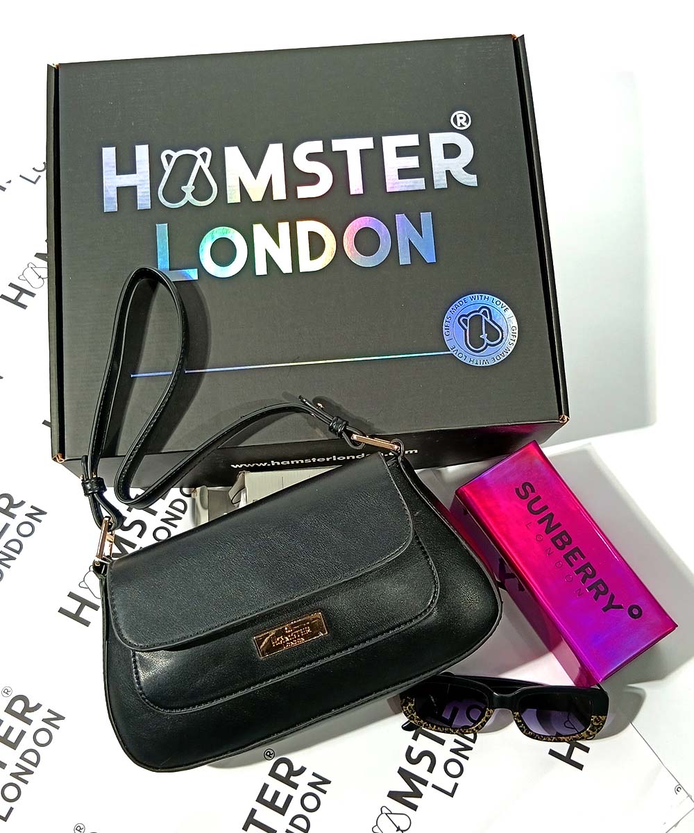 Hamster London Beverley Crossbody Bag Black & Sunberry CEO Sunglasses Gift Set