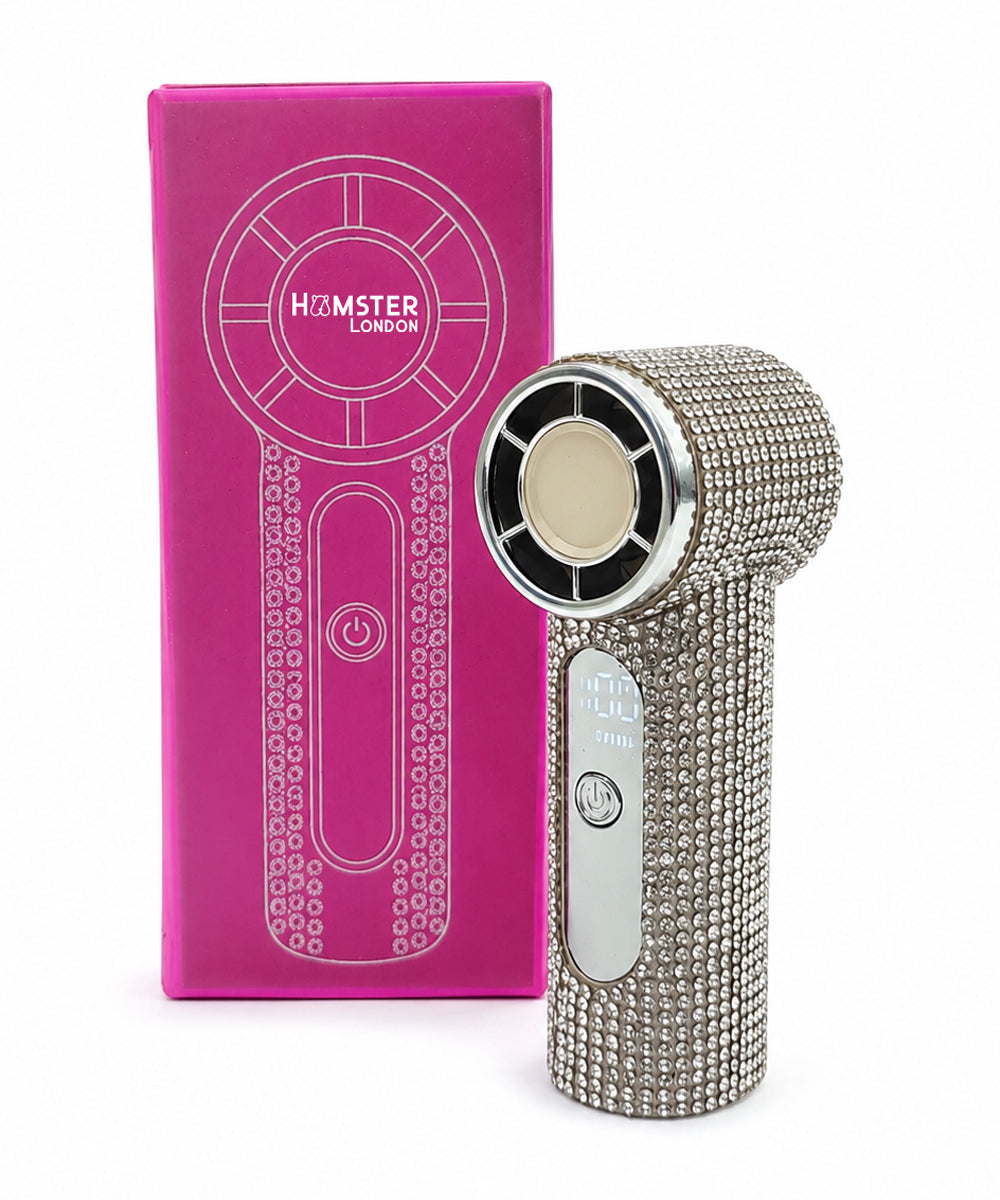 Hamster London Crystal Glam Compress Handheld Fan – Silver