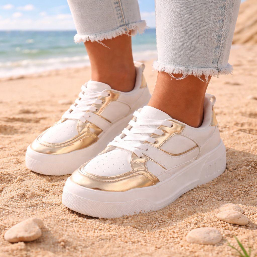 Hamster London Haven Party Gold Sneakers