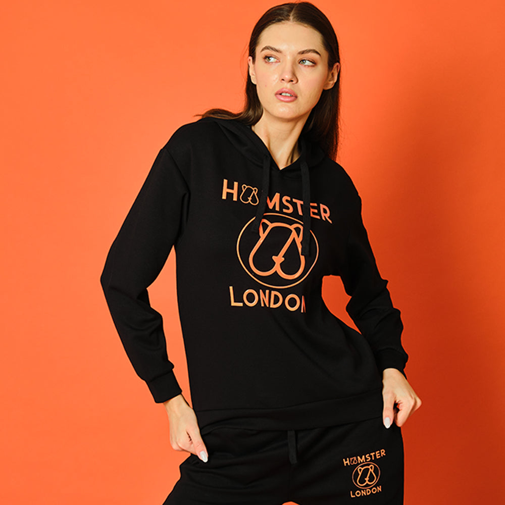 Hamster London Coord Set Teddy Hoodie Black