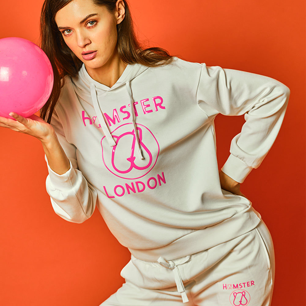 Hamster London Coord Set Teddy Hoodie White