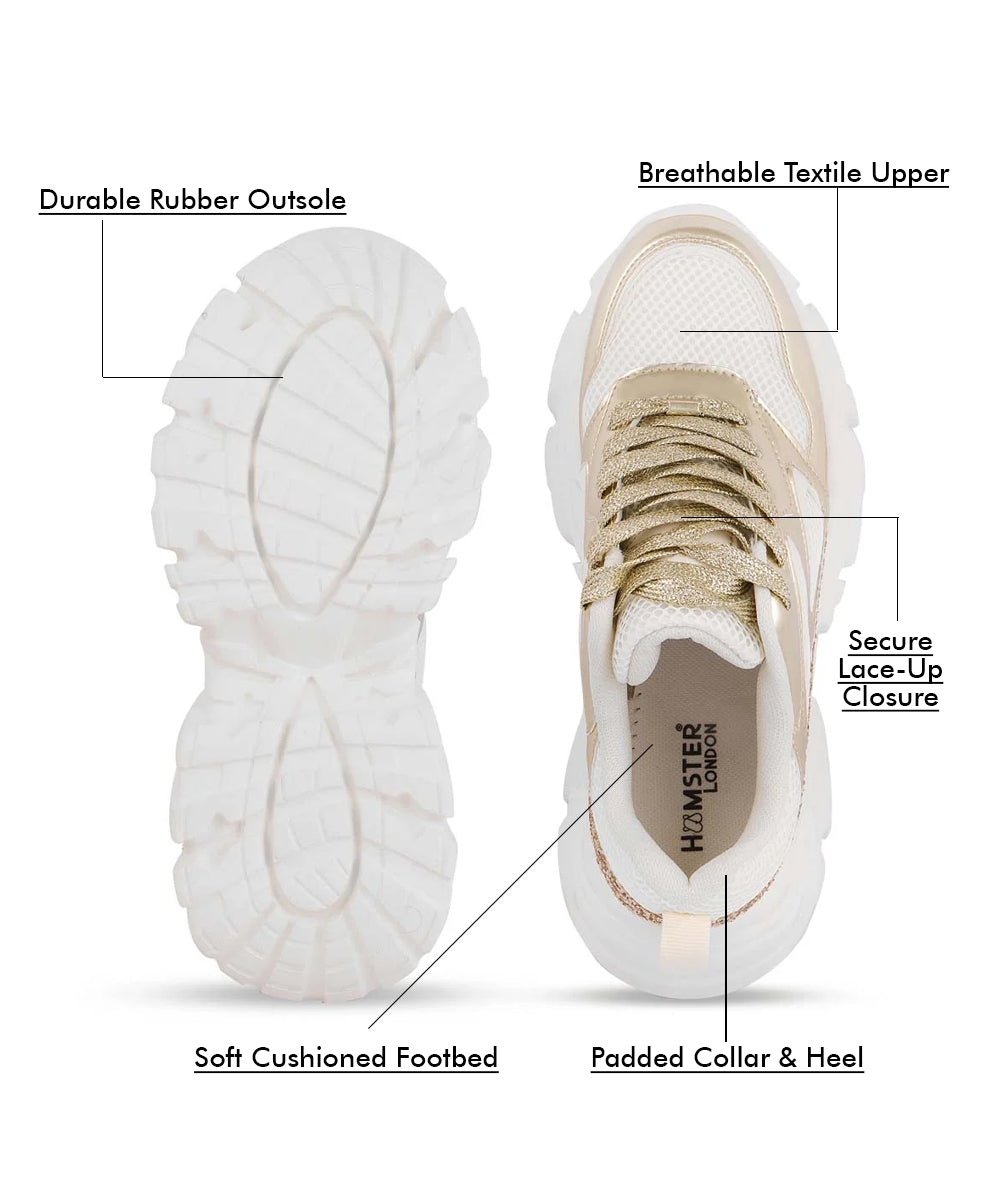 Hamster London Marcella Glitz Party Gold Sneakers