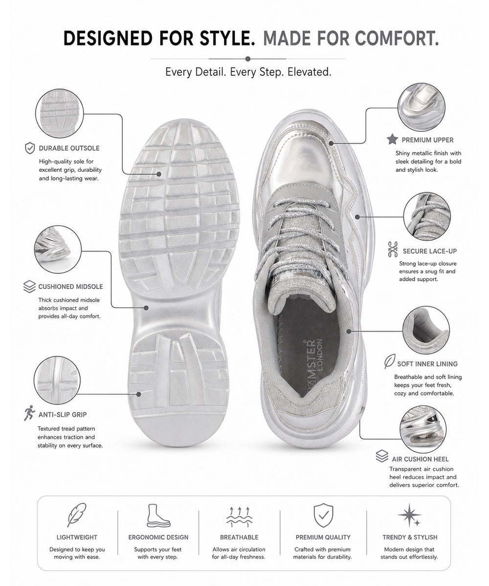 Hamster London Heli Silver Party Sneakers