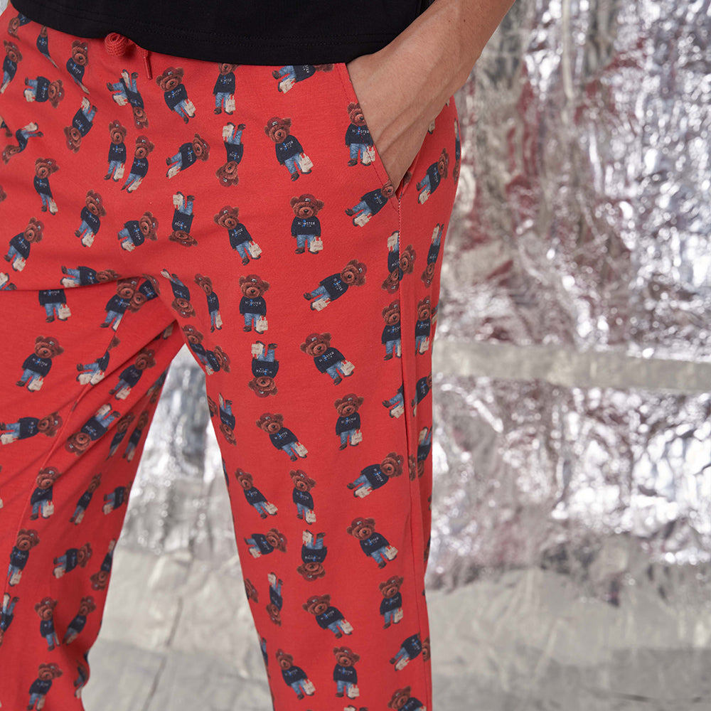 Hamster London Ted H Love NightSuit Set Red Lower & Black Tee