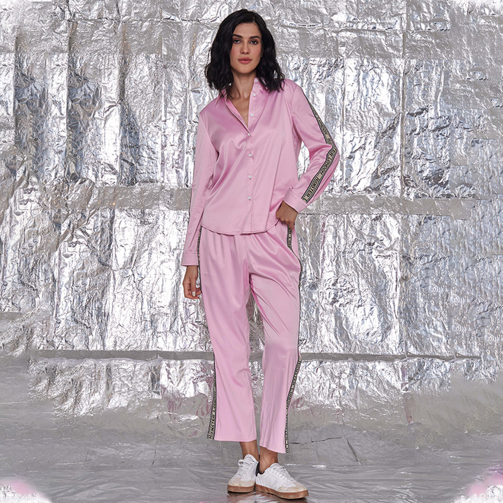 Hamster London Satin Love Co-ord Set Pink