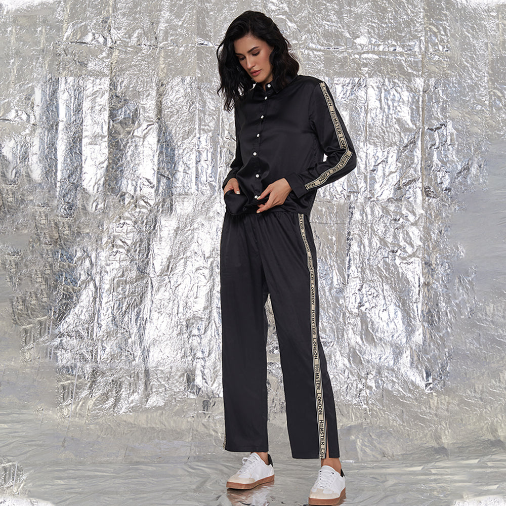 Hamster London Satin Love Co-ord Set Black