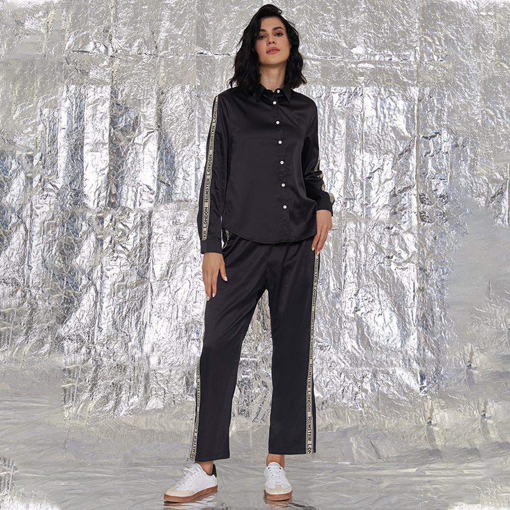 Hamster London Satin Love Co-ord Set Black