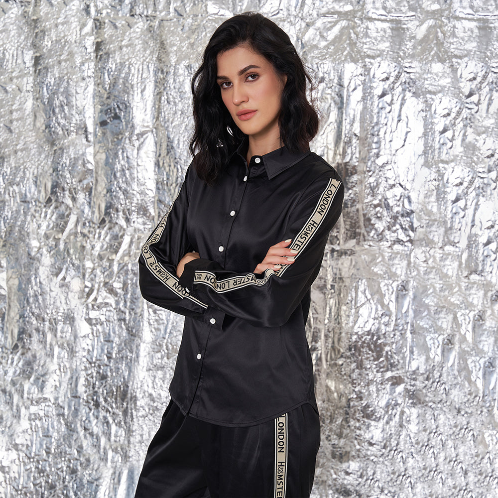 Hamster London Satin Love Co-ord Set Black