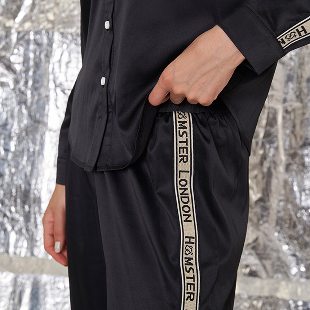 Hamster London Satin Love Co-ord Set Black
