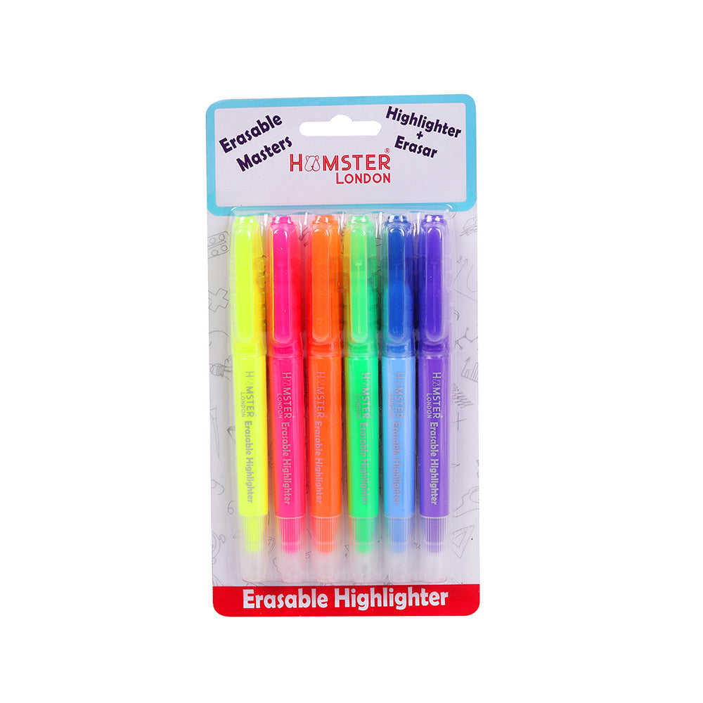 Hamster London Erasable Highlighters Set of 6 pcs