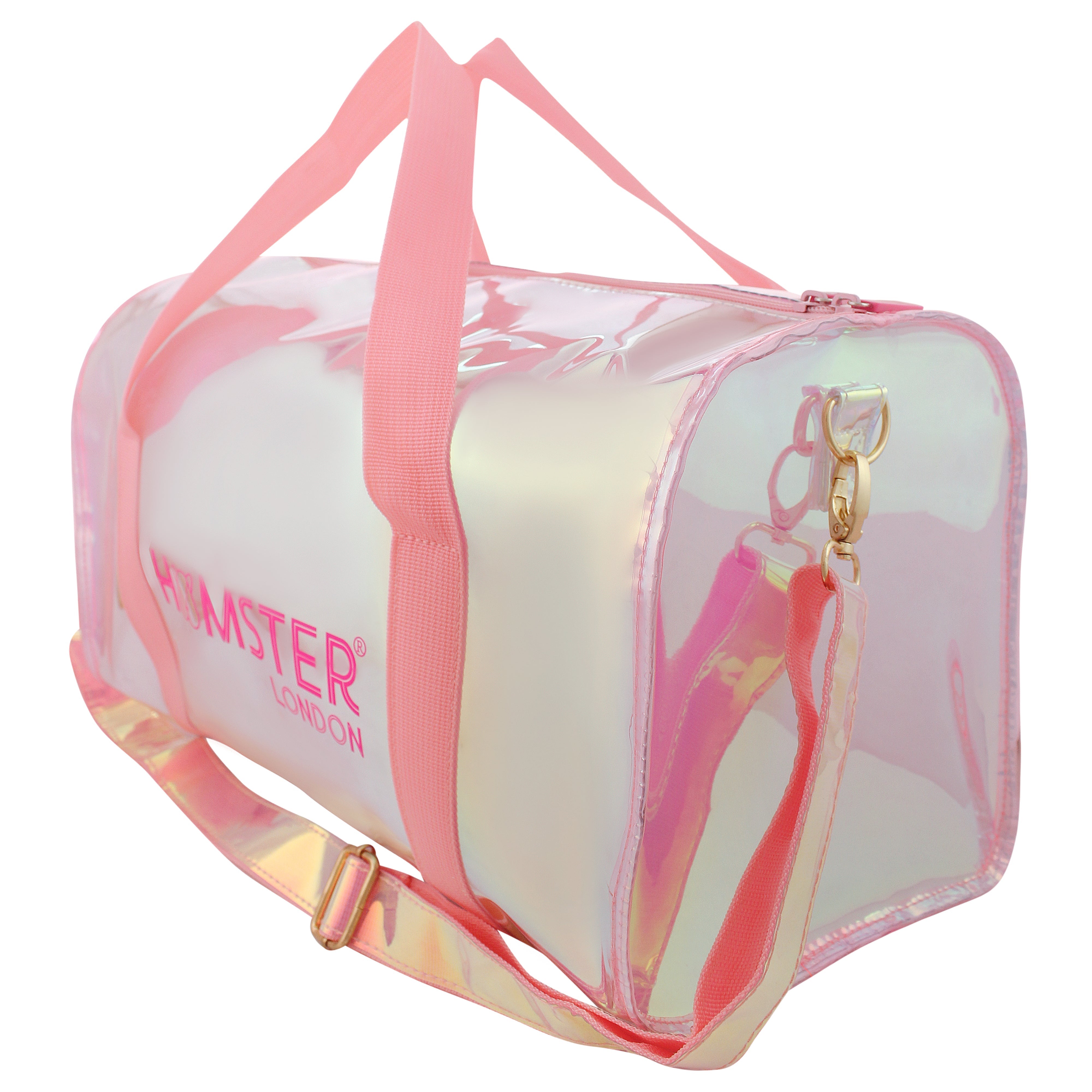 Hamster London Shiny Classic Duffle Bag Pink With Personalization Sticker