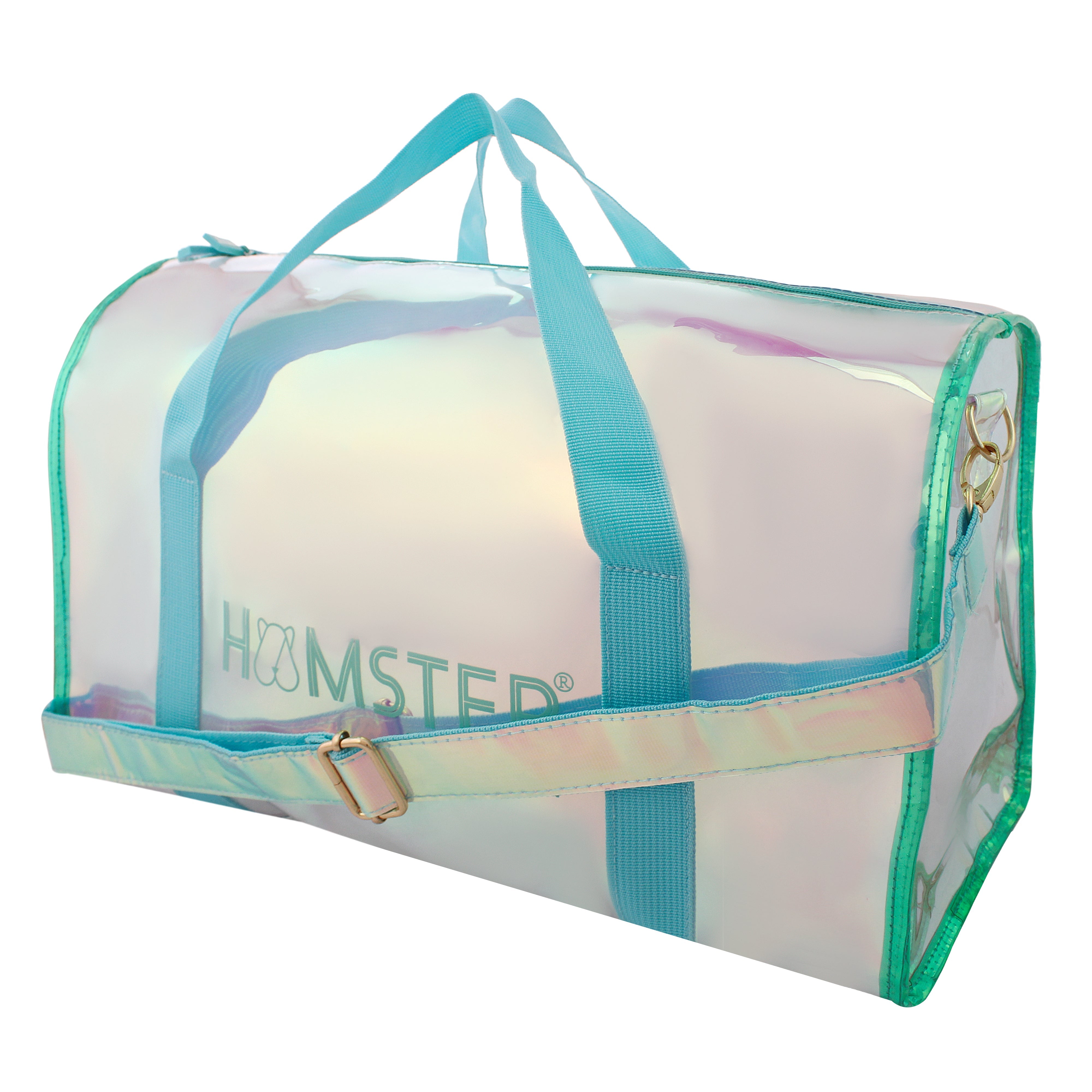 Hamster London Shiny Classic Duffle Bag Aqua With Personalization Sticker